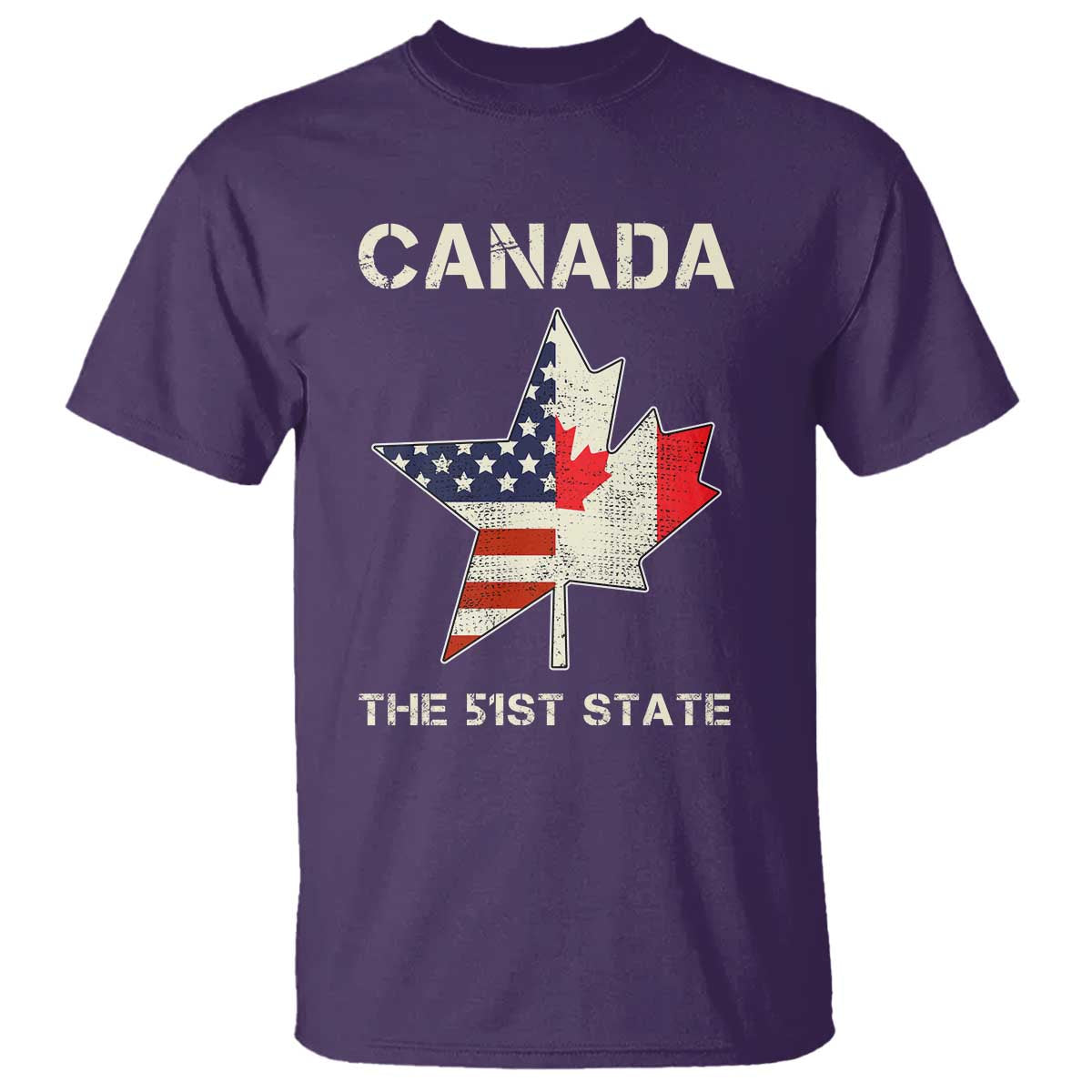 Canada The 51st State T Shirt Maple Canadian American Flag
