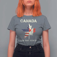 Canada The 51st State T Shirt For Women Maple Canadian American Flag