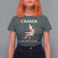 Canada The 51st State T Shirt For Women Maple Canadian American Flag