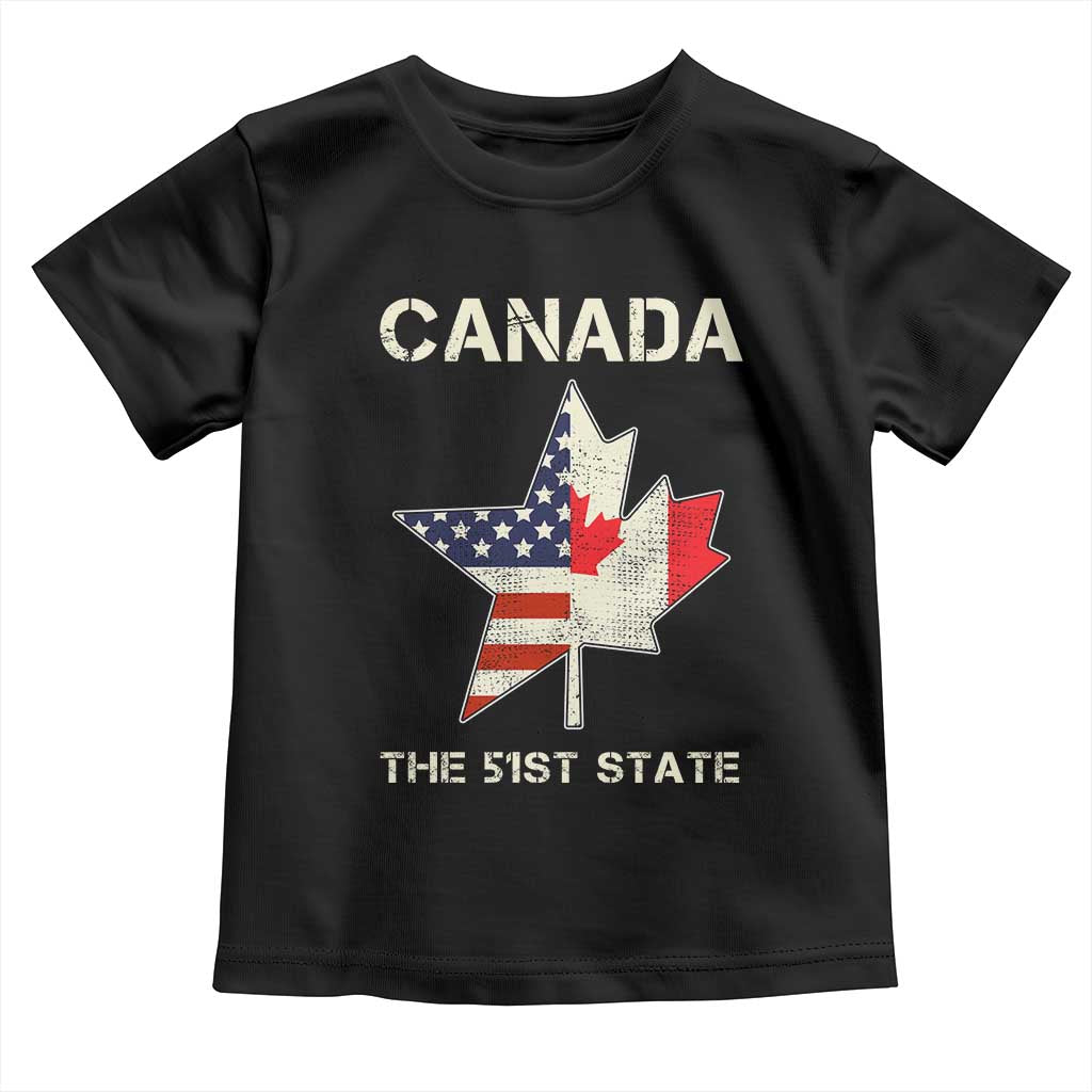 Canada The 51st State Toddler T Shirt Maple Canadian American Flag