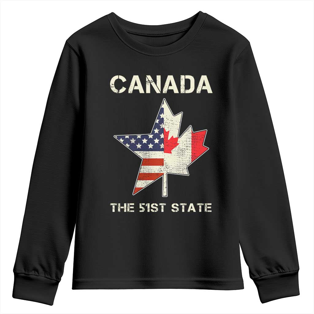 Canada The 51st State Youth Sweatshirt Maple Canadian American Flag