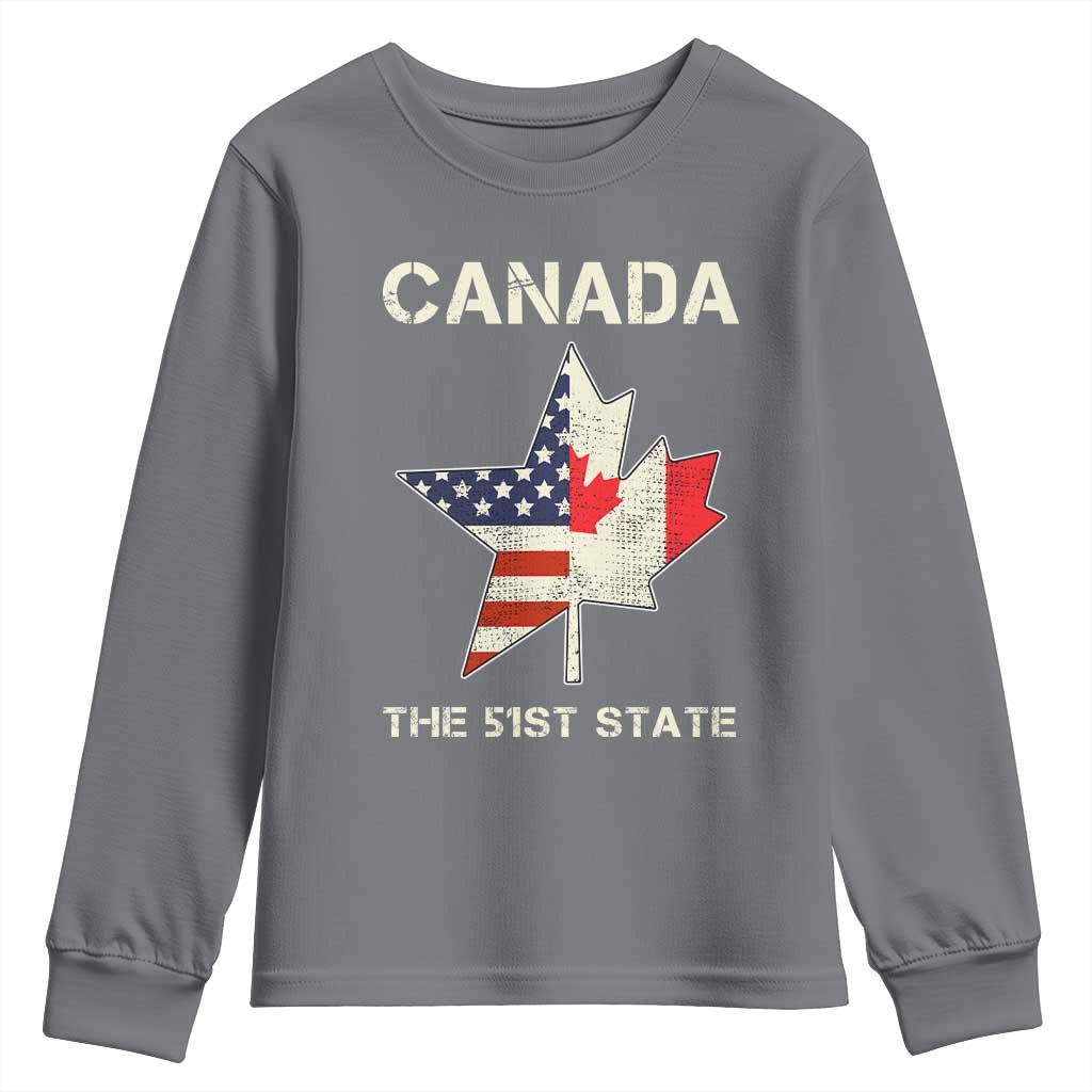 Canada The 51st State Youth Sweatshirt Maple Canadian American Flag