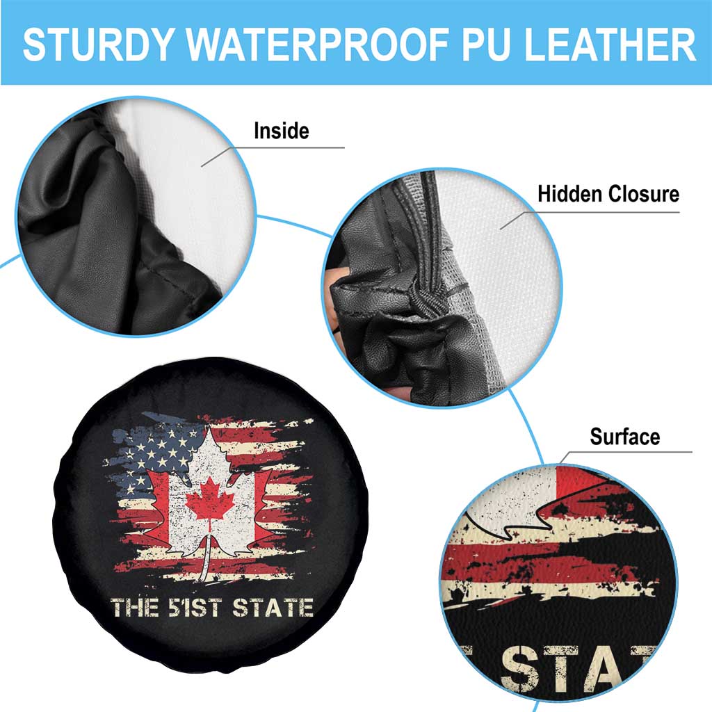 Canada The 51st State Spare Tire Cover Canadian Maple American Flag