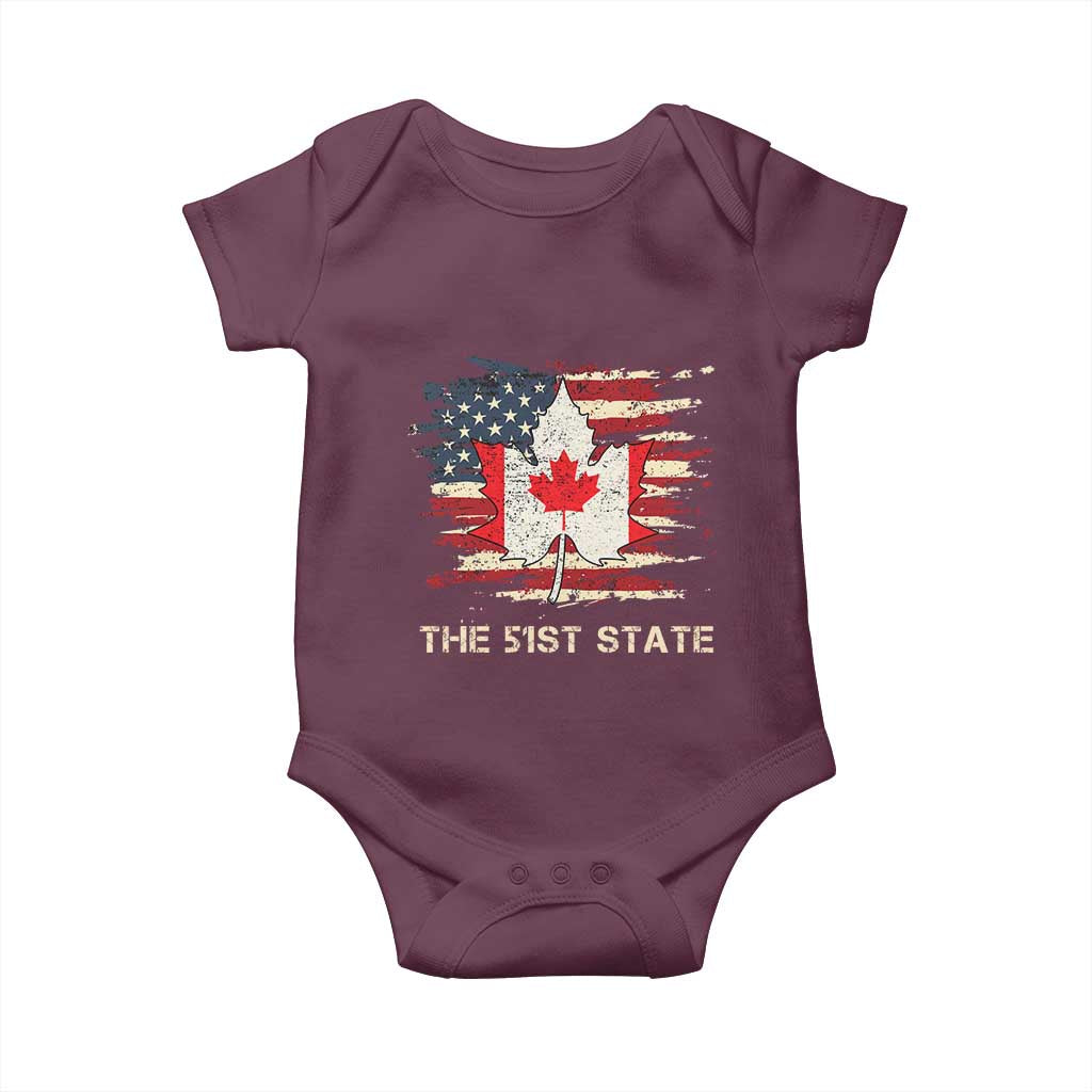 Canada The 51st State Baby Onesie Canadian Maple American Flag