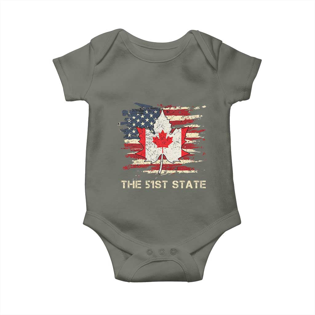 Canada The 51st State Baby Onesie Canadian Maple American Flag