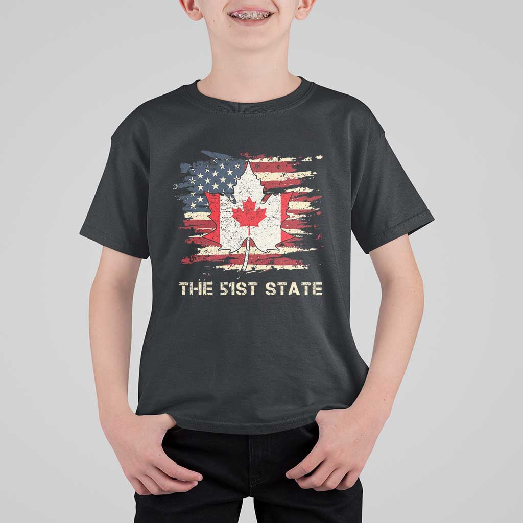 Canada The 51st State T Shirt For Kid Canadian Maple American Flag