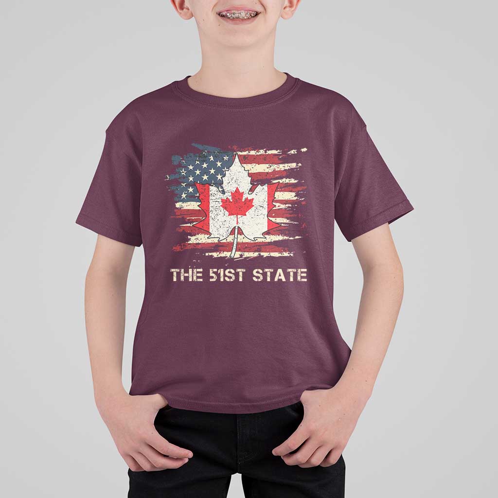 Canada The 51st State T Shirt For Kid Canadian Maple American Flag