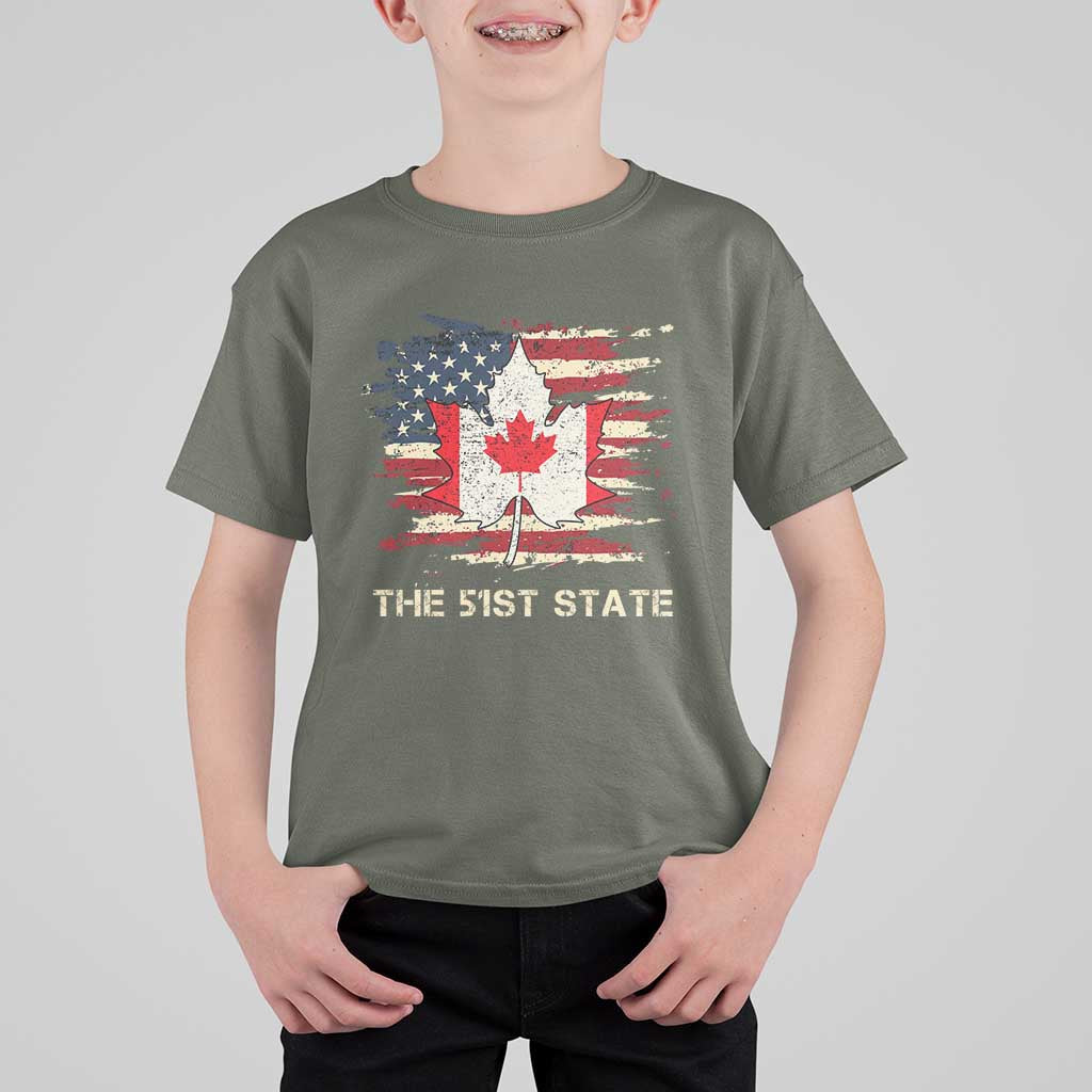 Canada The 51st State T Shirt For Kid Canadian Maple American Flag