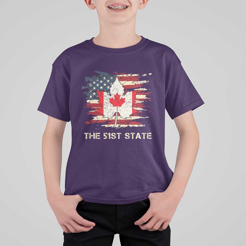 Canada The 51st State T Shirt For Kid Canadian Maple American Flag