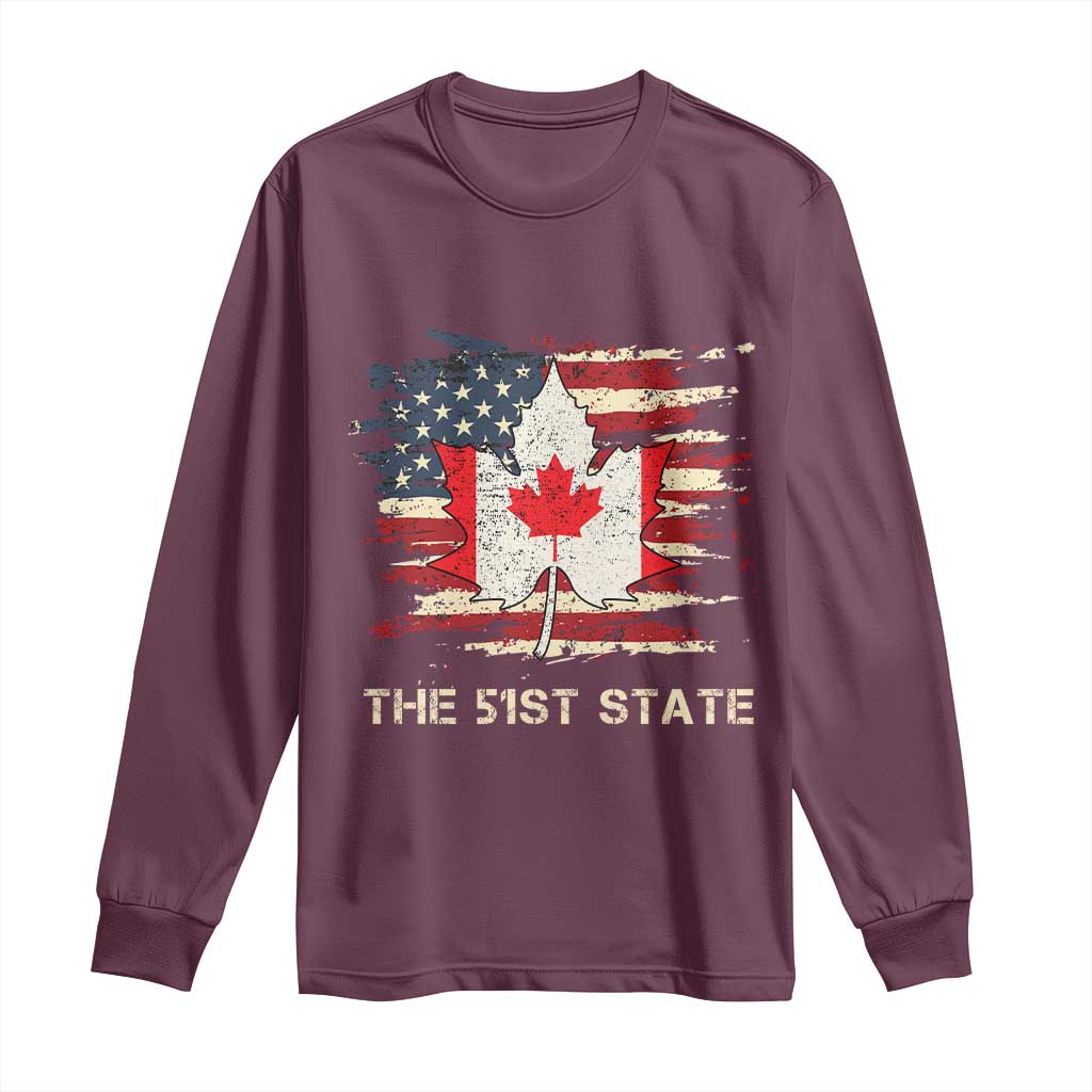 Canada The 51st State Long Sleeve Shirt Canadian Maple American Flag