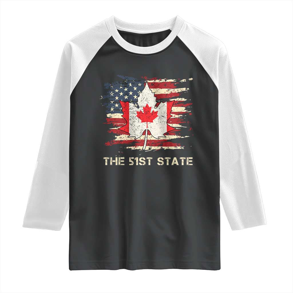 Canada The 51st State Raglan Shirt Canadian Maple American Flag