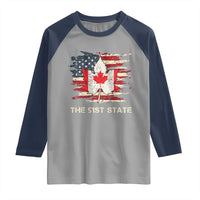 Canada The 51st State Raglan Shirt Canadian Maple American Flag
