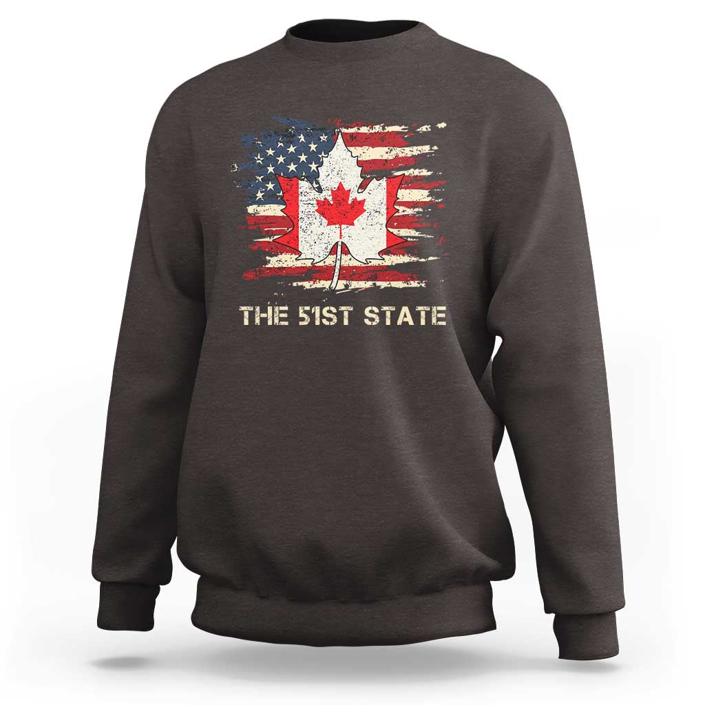 Canada The 51st State Sweatshirt Canadian Maple American Flag