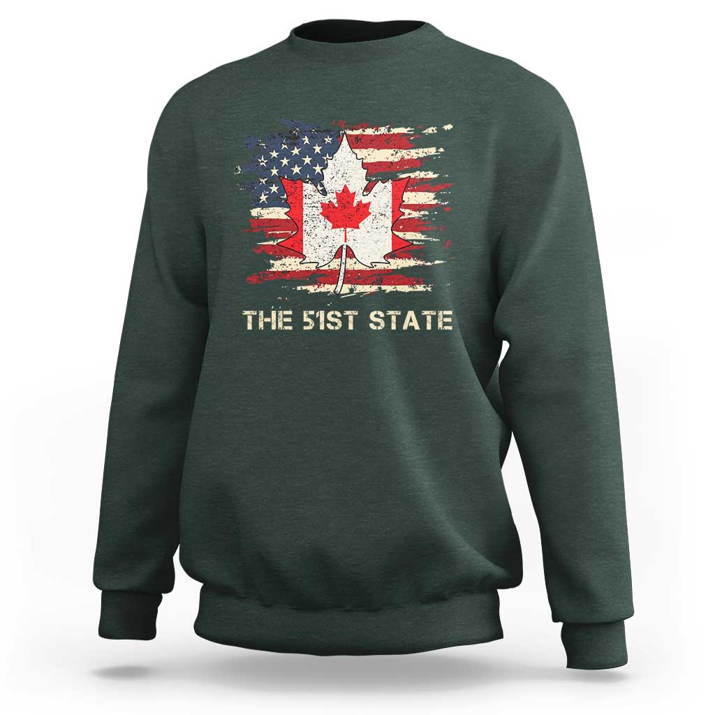 Canada The 51st State Sweatshirt Canadian Maple American Flag