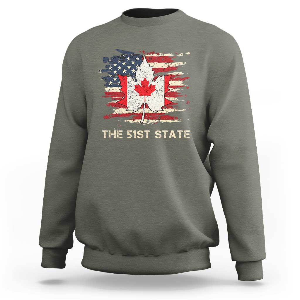 Canada The 51st State Sweatshirt Canadian Maple American Flag