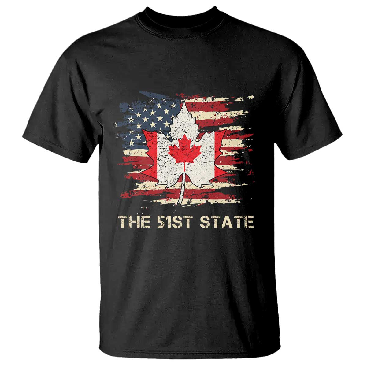 Canada The 51st State T Shirt Canadian Maple American Flag