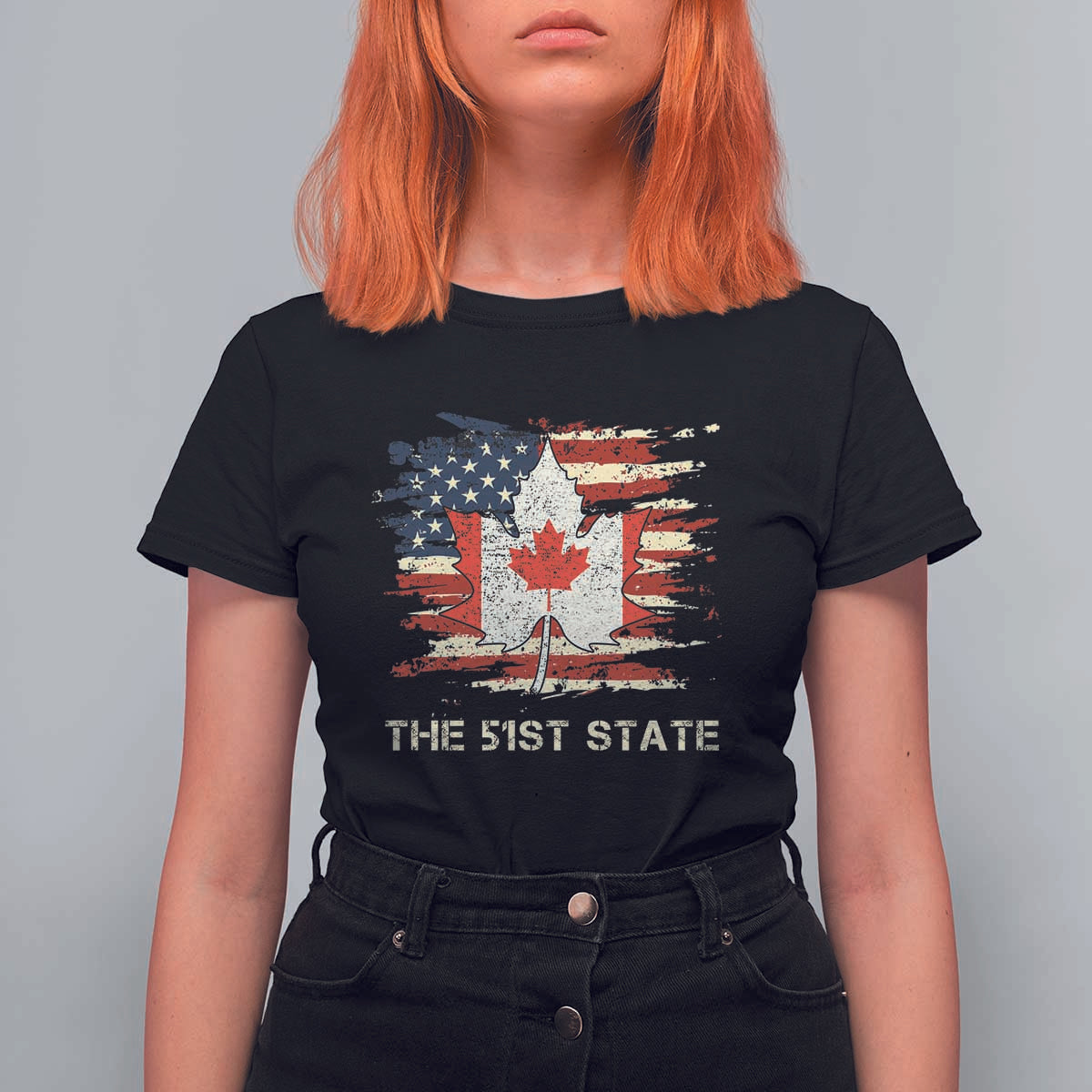 Canada The 51st State T Shirt For Women Canadian Maple American Flag