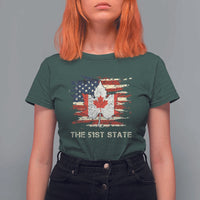 Canada The 51st State T Shirt For Women Canadian Maple American Flag