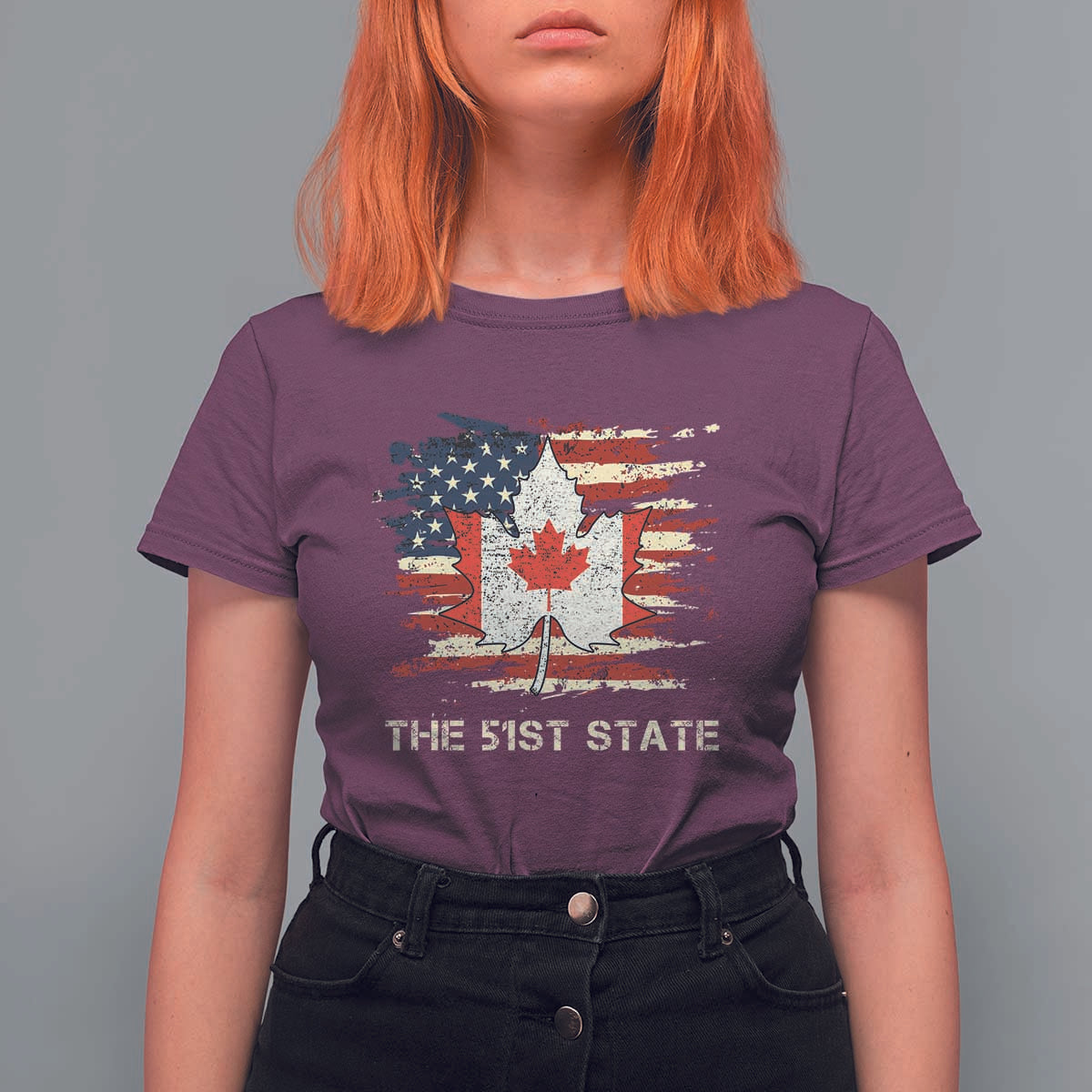 Canada The 51st State T Shirt For Women Canadian Maple American Flag