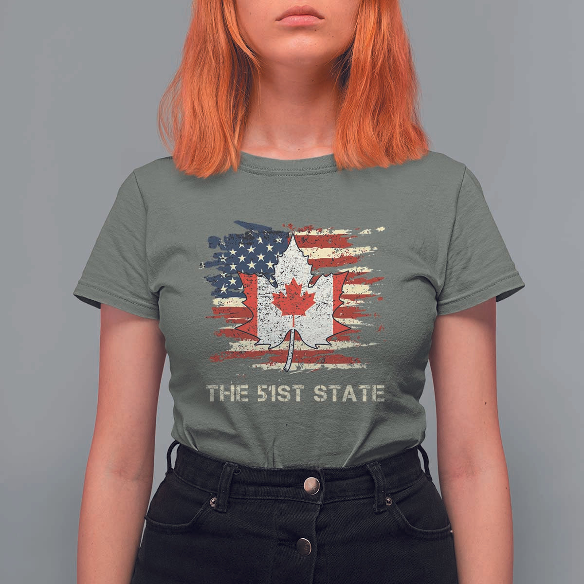 Canada The 51st State T Shirt For Women Canadian Maple American Flag