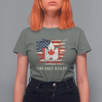 Canada The 51st State T Shirt For Women Canadian Maple American Flag