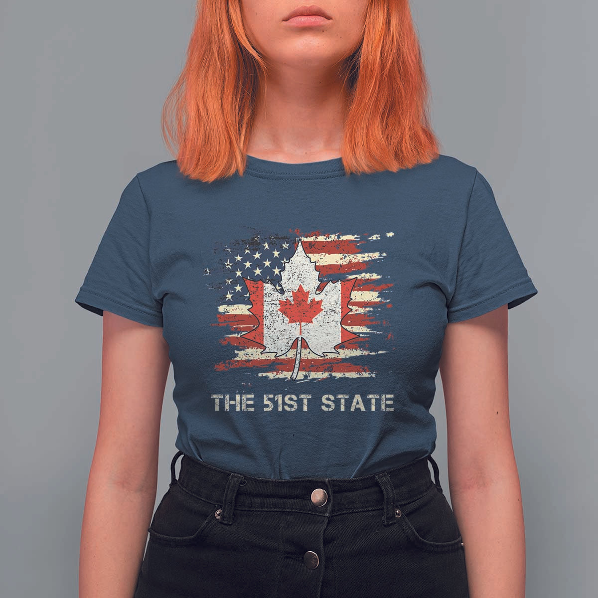 Canada The 51st State T Shirt For Women Canadian Maple American Flag