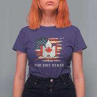 Canada The 51st State T Shirt For Women Canadian Maple American Flag