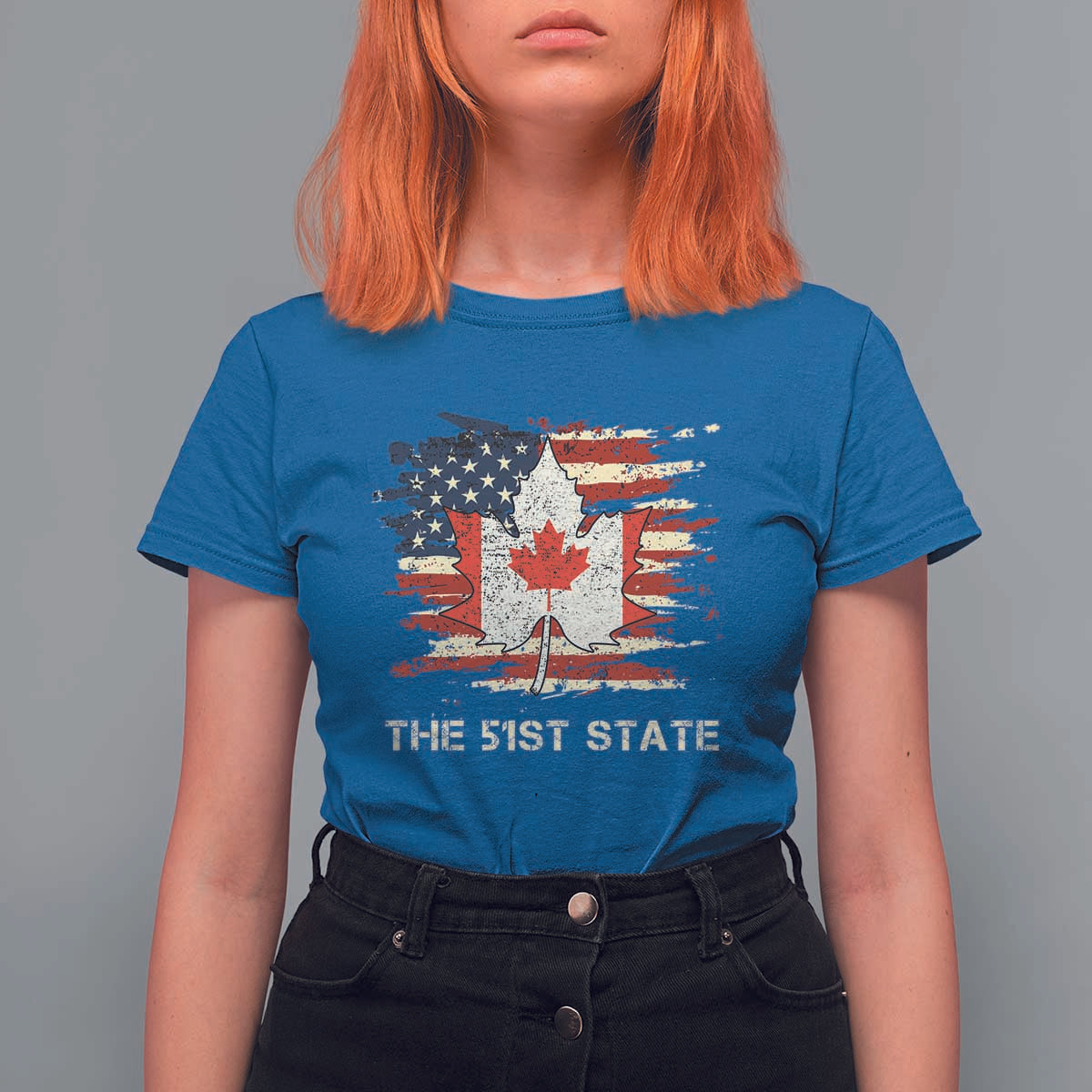 Canada The 51st State T Shirt For Women Canadian Maple American Flag