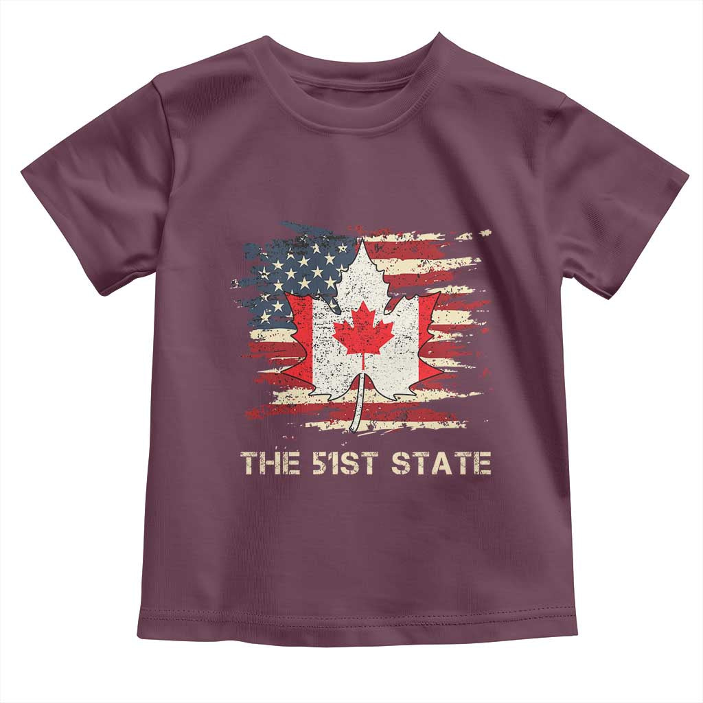 Canada The 51st State Toddler T Shirt Canadian Maple American Flag