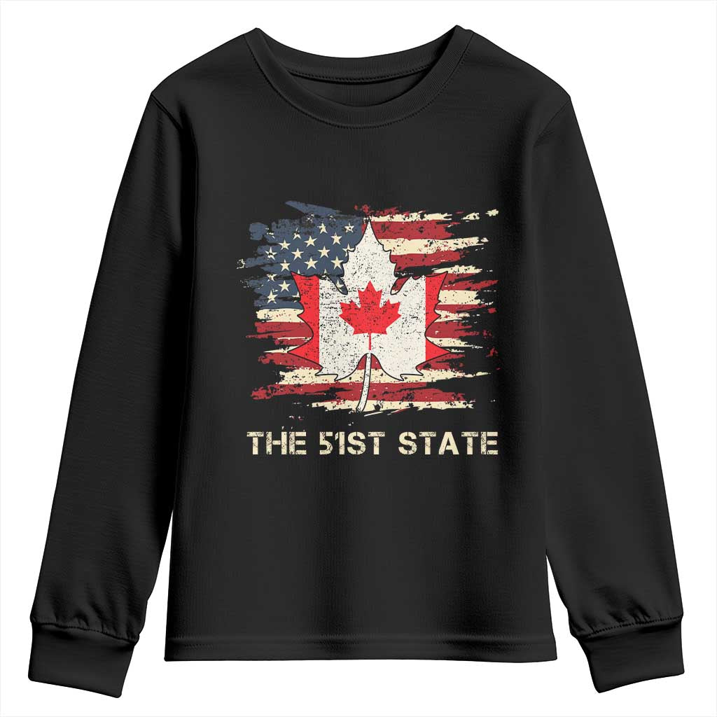 Canada The 51st State Youth Sweatshirt Canadian Maple American Flag