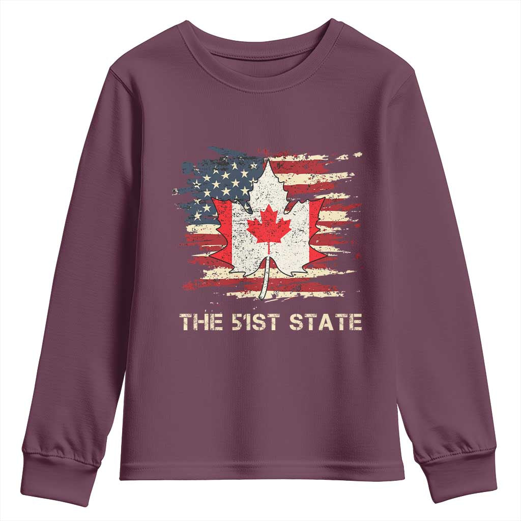 Canada The 51st State Youth Sweatshirt Canadian Maple American Flag