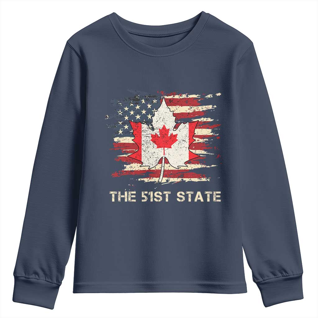 Canada The 51st State Youth Sweatshirt Canadian Maple American Flag