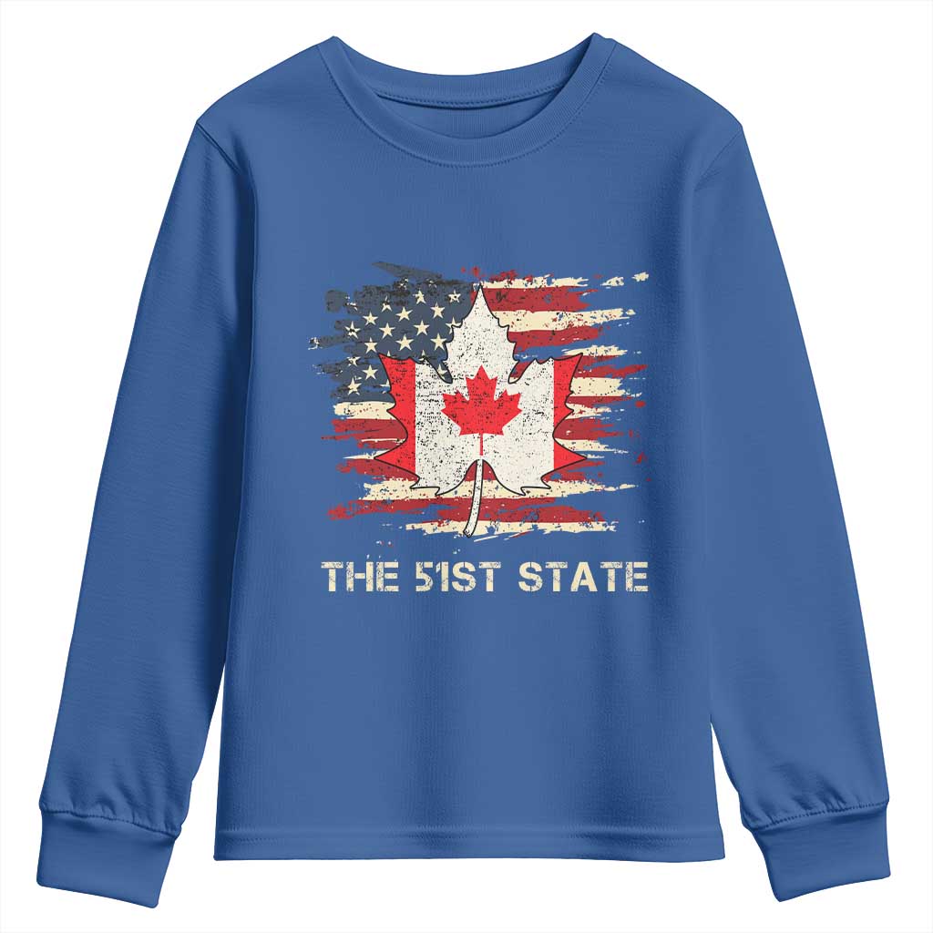 Canada The 51st State Youth Sweatshirt Canadian Maple American Flag