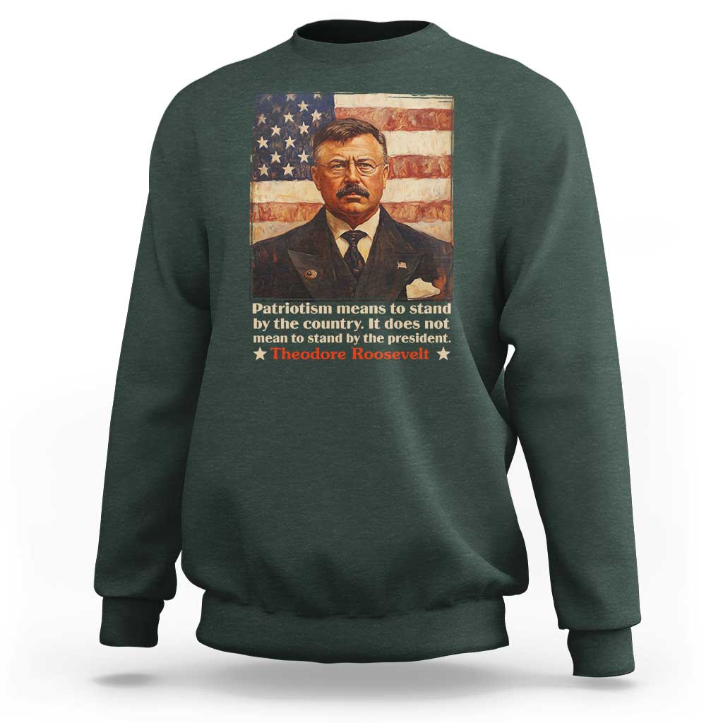 Theodore Roosevelt Sweatshirt Patriotism Means To Stand By The Country It Does Not Mean To Stand By The President