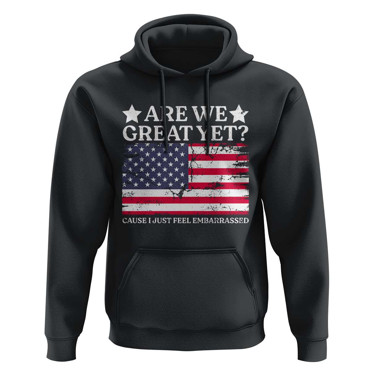 Are We Great Yet Hoodie Cause I Just Feel Embarrassed American Flag