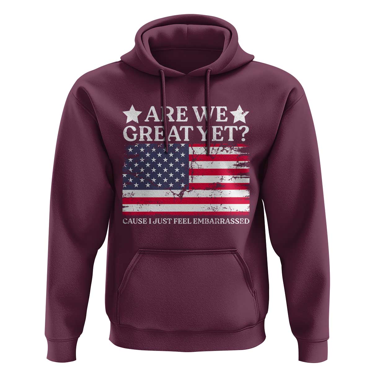 Are We Great Yet Hoodie Cause I Just Feel Embarrassed American Flag