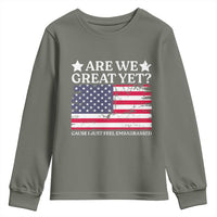 Are We Great Yet Youth Sweatshirt Cause I Just Feel Embarrassed American Flag