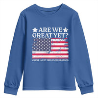 Are We Great Yet Youth Sweatshirt Cause I Just Feel Embarrassed American Flag