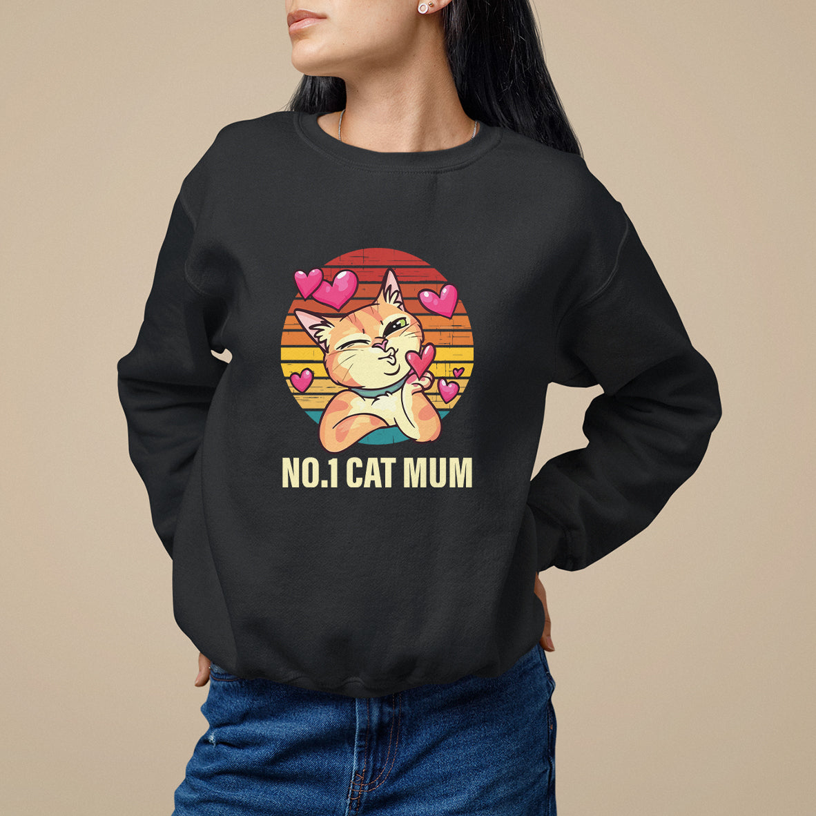 Mother's Day Cat Lover Sweatshirt No.1 Cat Mum Mother Of Cats - Wonder Print Shop