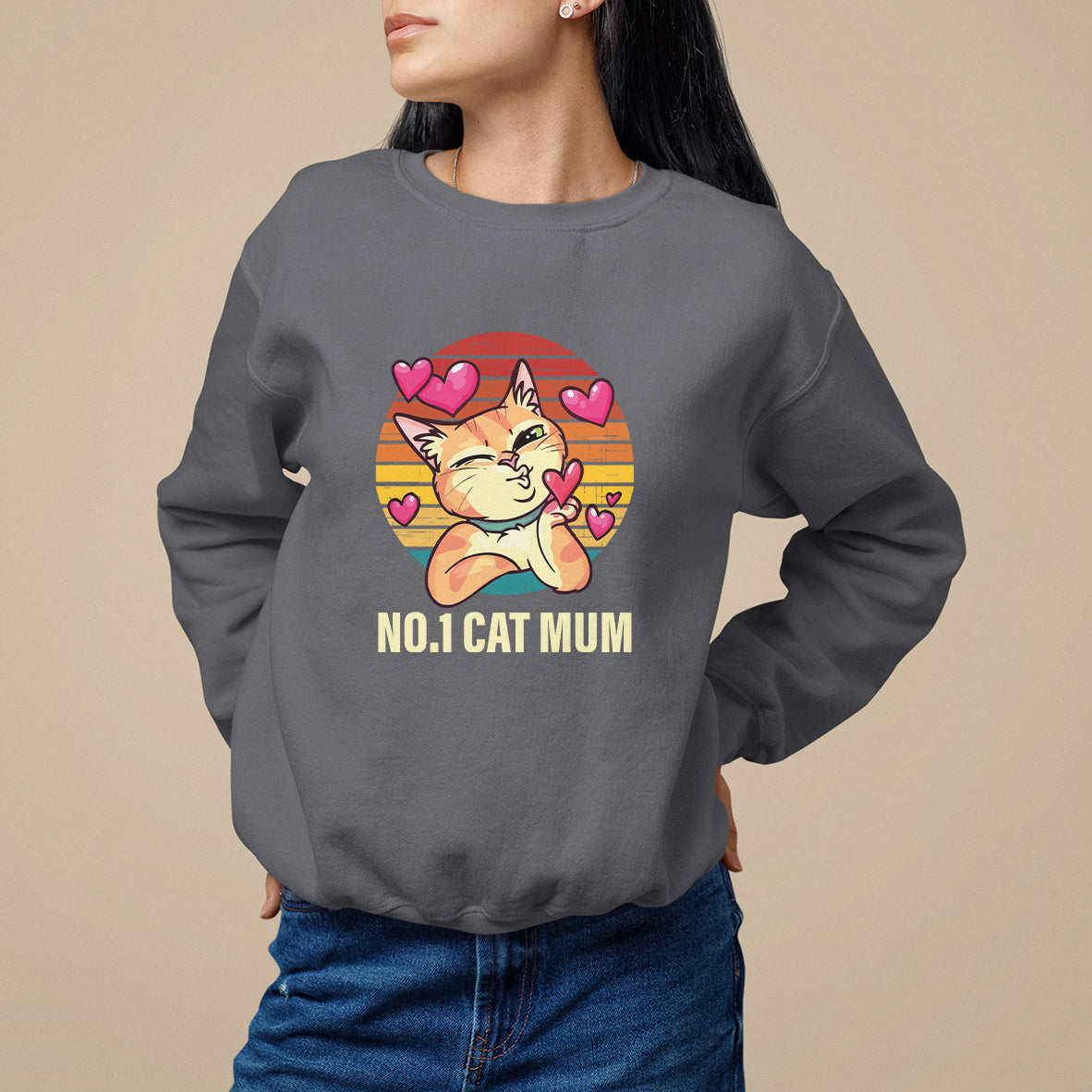 Mother's Day Cat Lover Sweatshirt No.1 Cat Mum Mother Of Cats - Wonder Print Shop