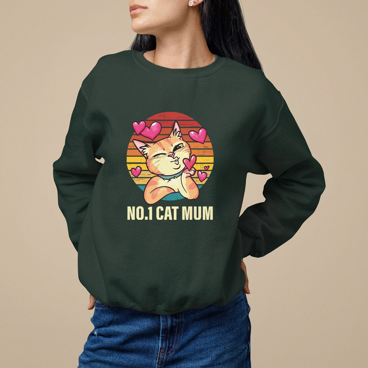 Mother's Day Cat Lover Sweatshirt No.1 Cat Mum Mother Of Cats - Wonder Print Shop