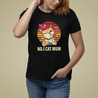 Mother's Day Cat Lover T Shirt For Women No.1 Cat Mum Mother Of Cats - Wonder Print Shop