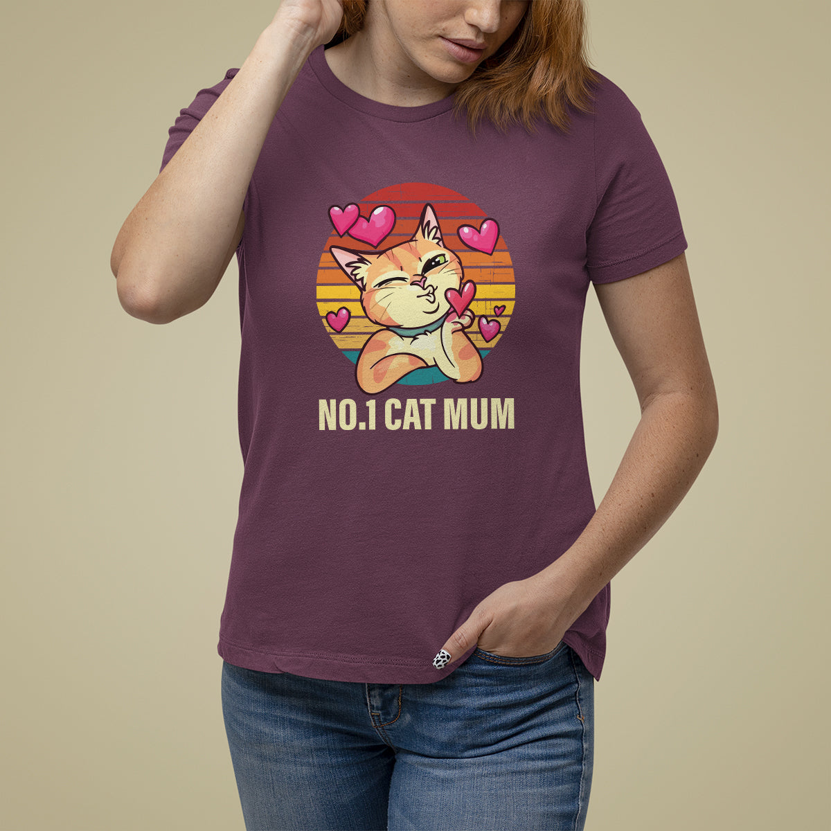 Mother's Day Cat Lover T Shirt For Women No.1 Cat Mum Mother Of Cats - Wonder Print Shop
