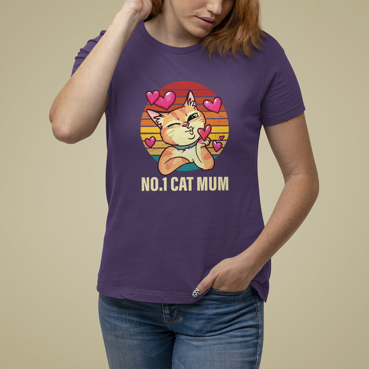 Mother's Day Cat Lover T Shirt For Women No.1 Cat Mum Mother Of Cats - Wonder Print Shop
