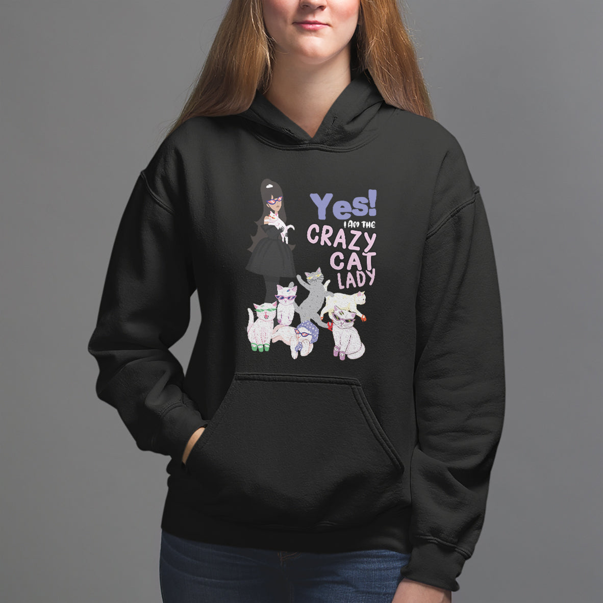 Mother's Day Cat Lover Hoodie Yes I Am The Crazy Cat Mom - Wonder Print Shop