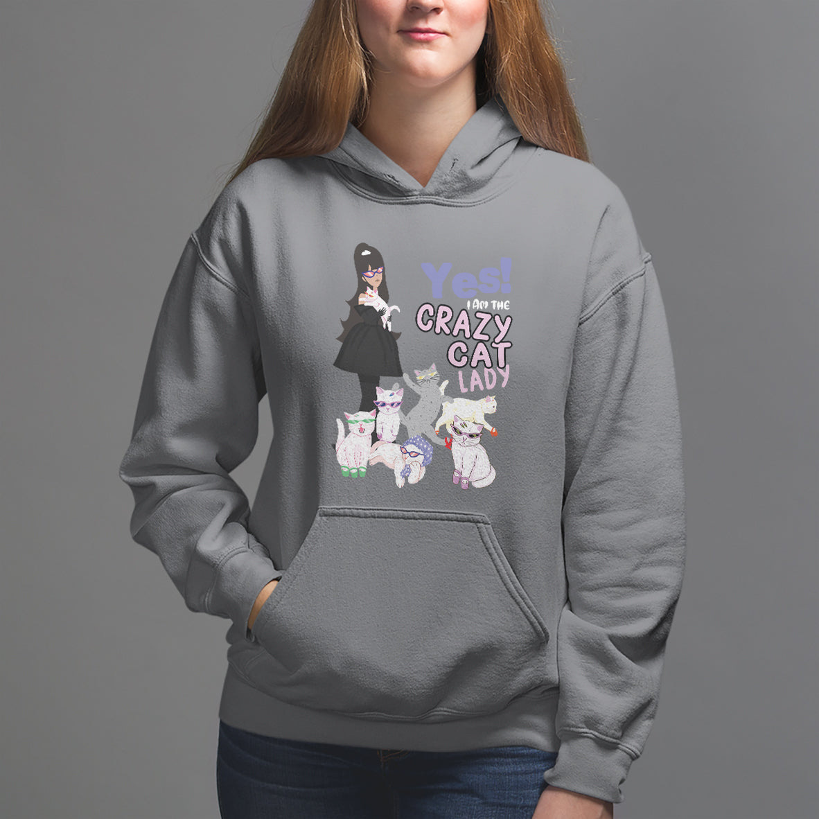 Mother's Day Cat Lover Hoodie Yes I Am The Crazy Cat Mom - Wonder Print Shop