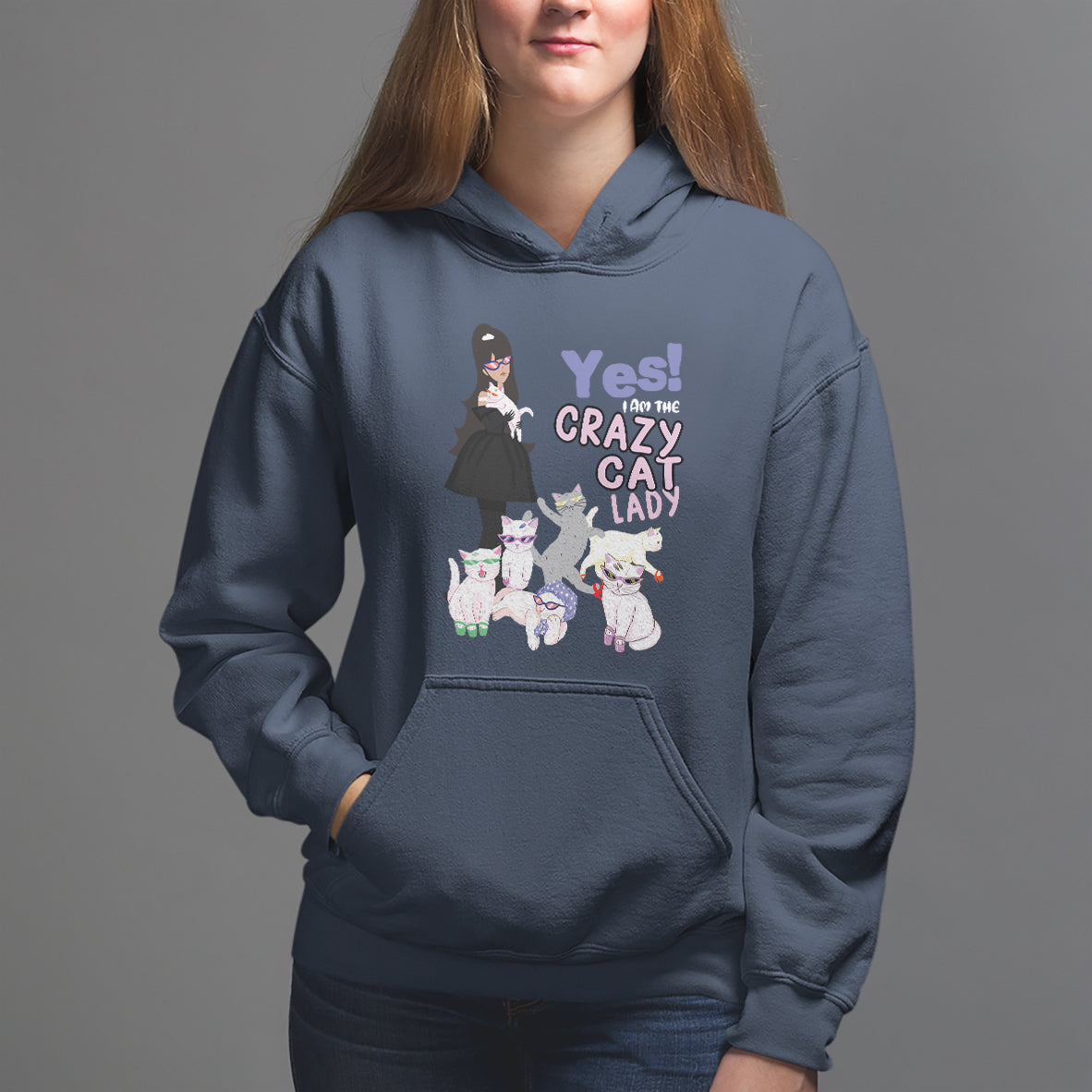 Mother's Day Cat Lover Hoodie Yes I Am The Crazy Cat Mom - Wonder Print Shop