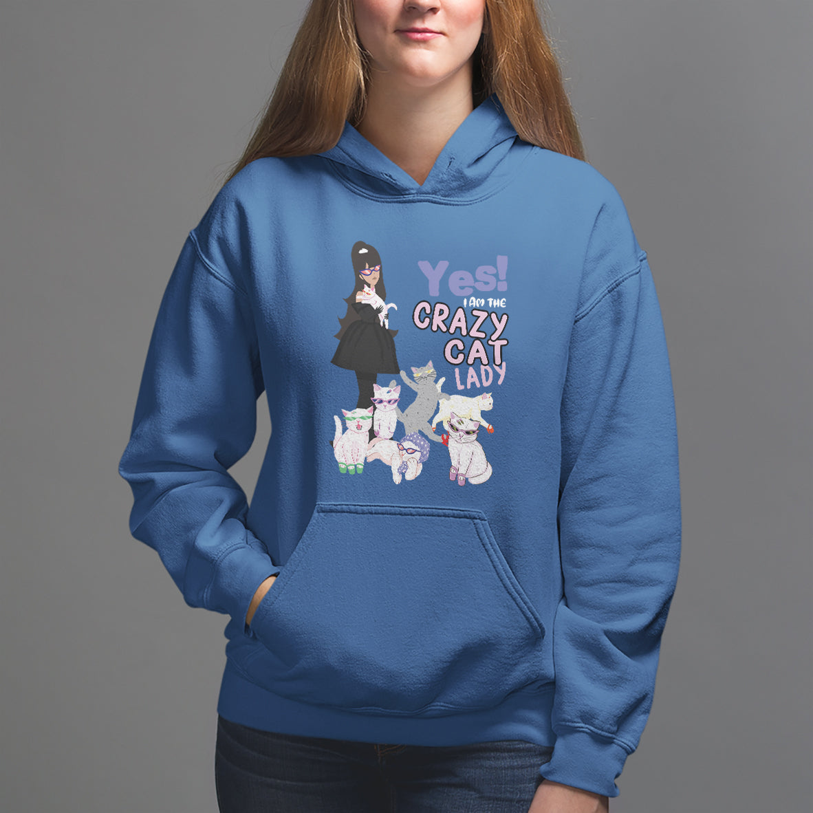 Mother's Day Cat Lover Hoodie Yes I Am The Crazy Cat Mom - Wonder Print Shop