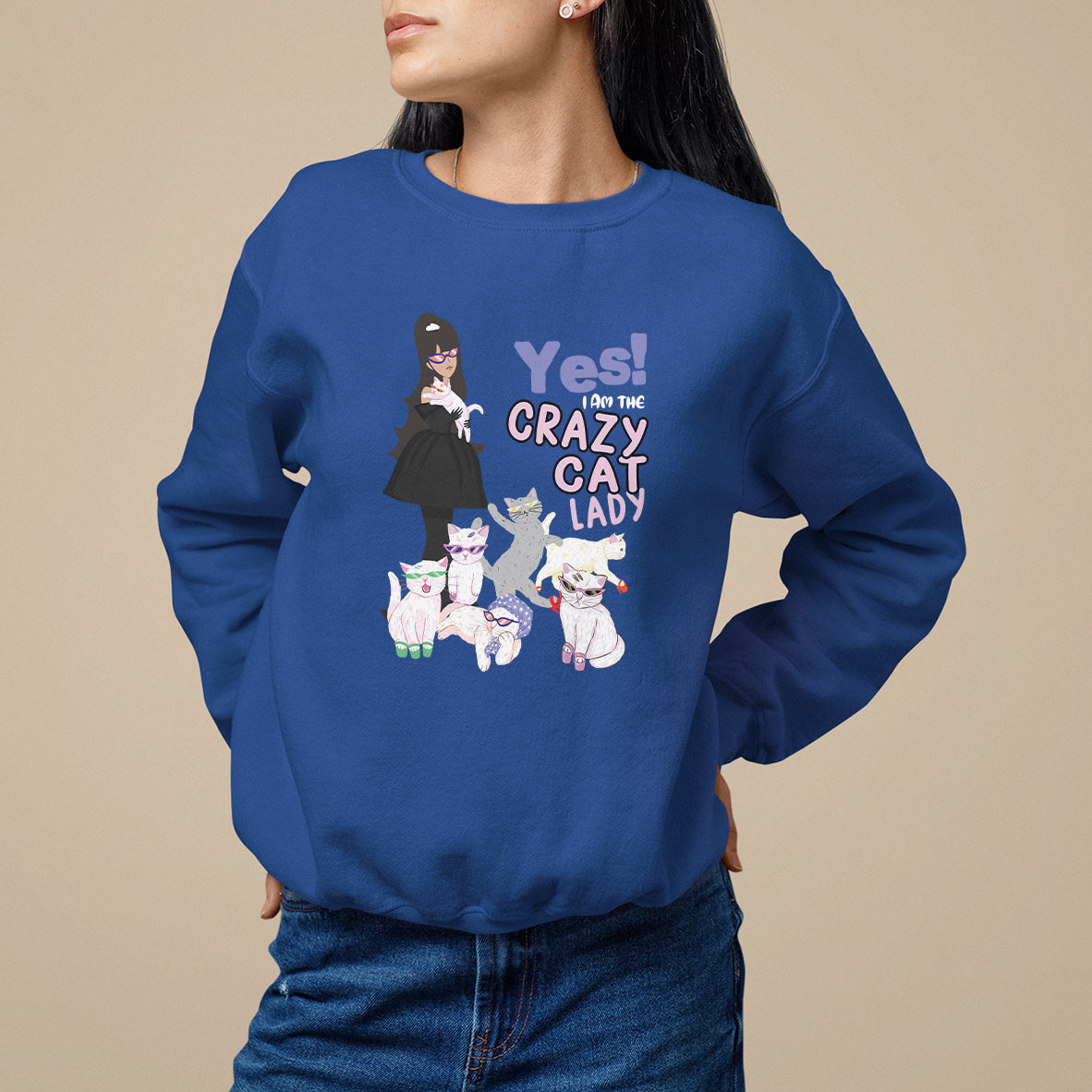 Mother's Day Cat Lover Sweatshirt Yes I Am The Crazy Cat Mom - Wonder Print Shop