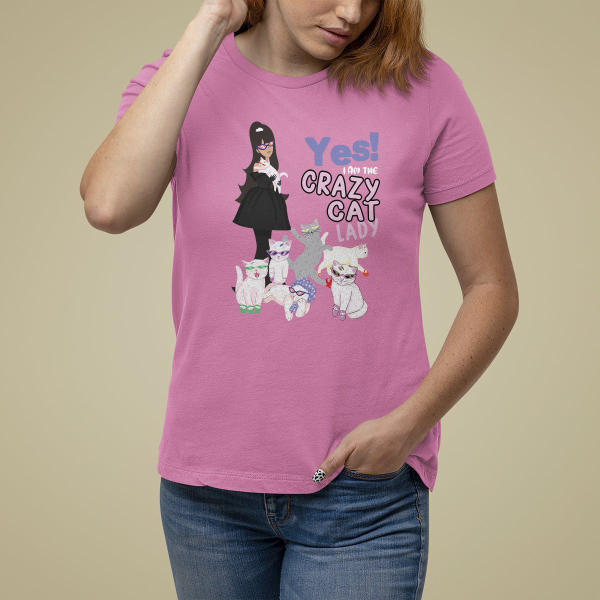 Mother's Day Cat Lover T Shirt For Women Yes I Am The Crazy Cat Mom - Wonder Print Shop